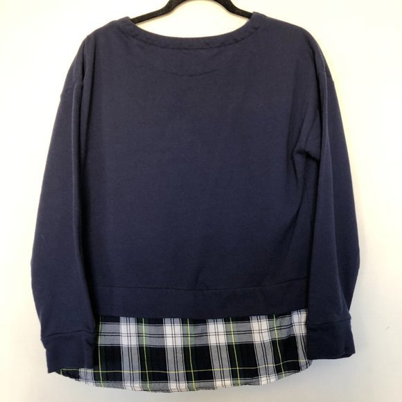 Sold Izod Navy Sweater With Plaid And Side Knot Detail Sweater/Sweat Shirt-Size - Picture 6 of 7